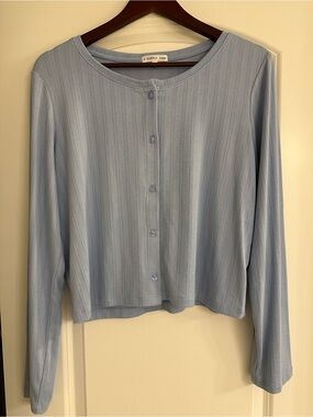Z Supply Powder Blue Ribbed Button Cardigan